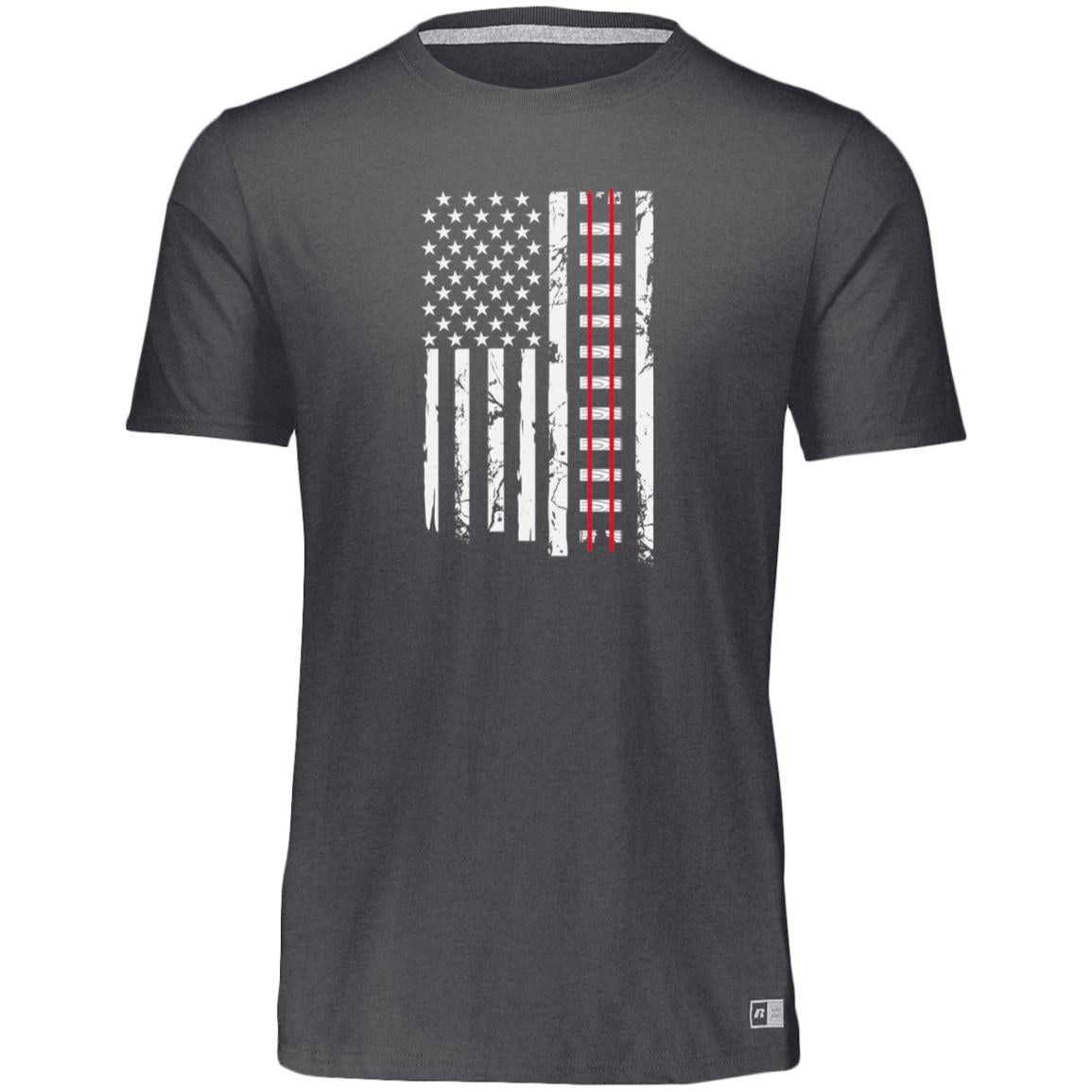 Train Tracks USA Flag Essential Dri-Power Tee