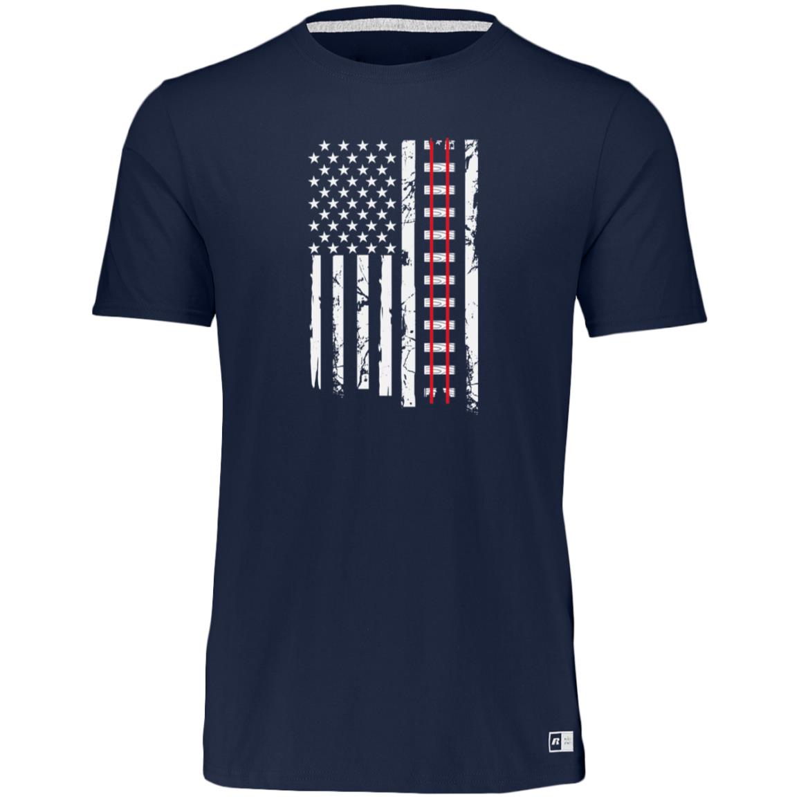 Train Tracks USA Flag Essential Dri-Power Tee