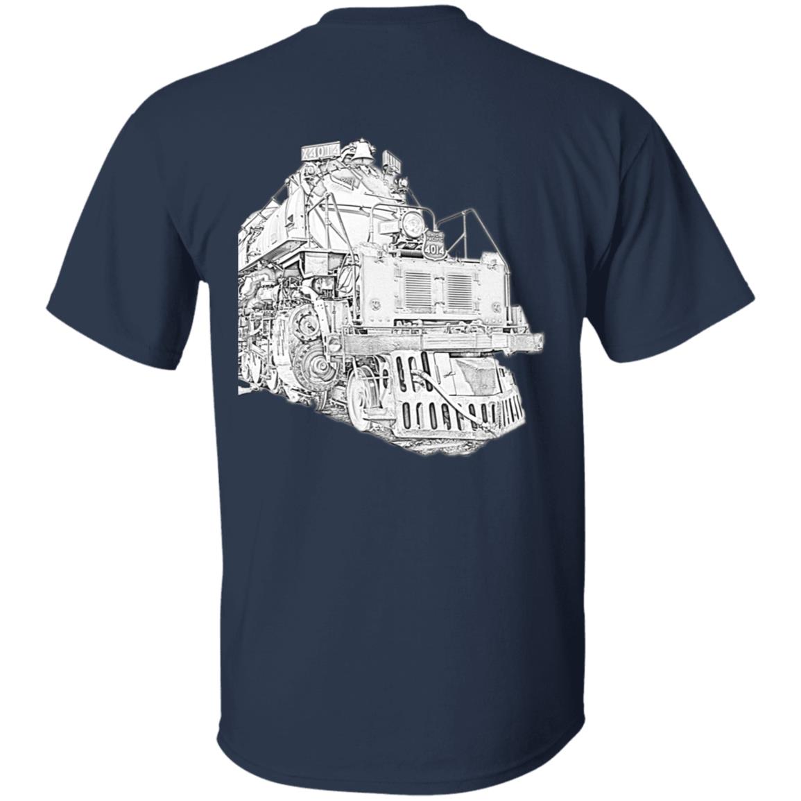 Youth short sleeve black t-shirt with 'BIG BOY 4014 TOUR 2024' printed on the front and a graphic of a train on the back. The shirt has a classic width and a rib collar.