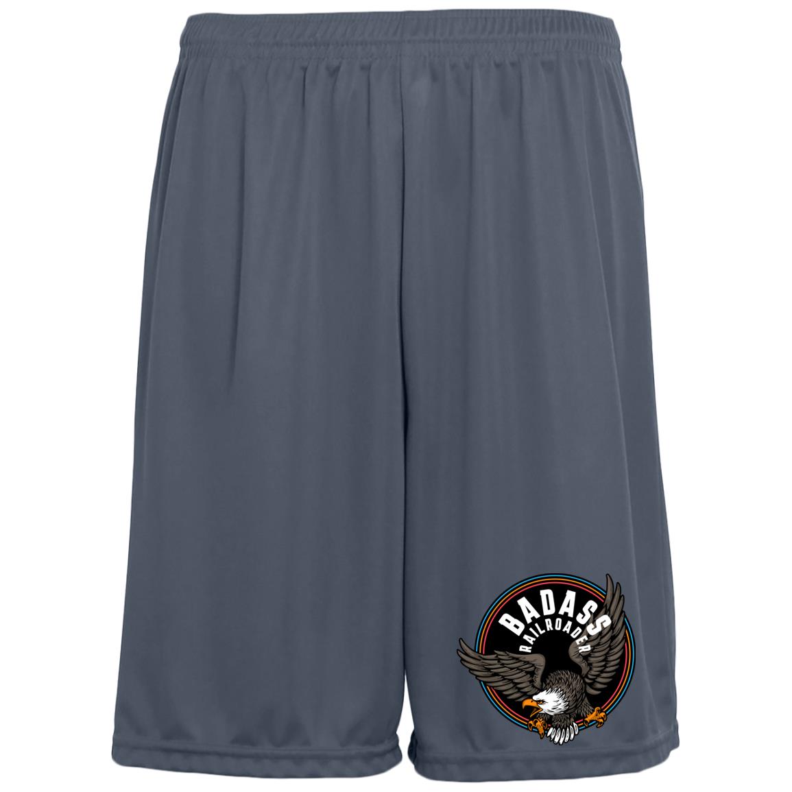 Badass Railroader Moisture-Wicking Pocketed 9 inch Inseam Training Shorts