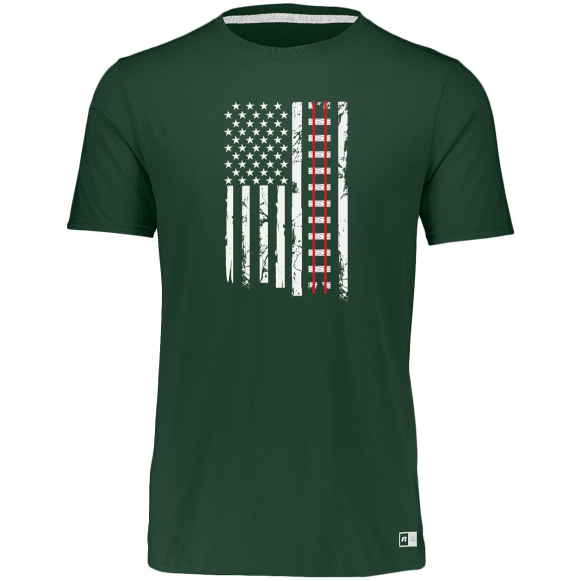 Train Tracks USA Flag Essential Dri-Power Tee