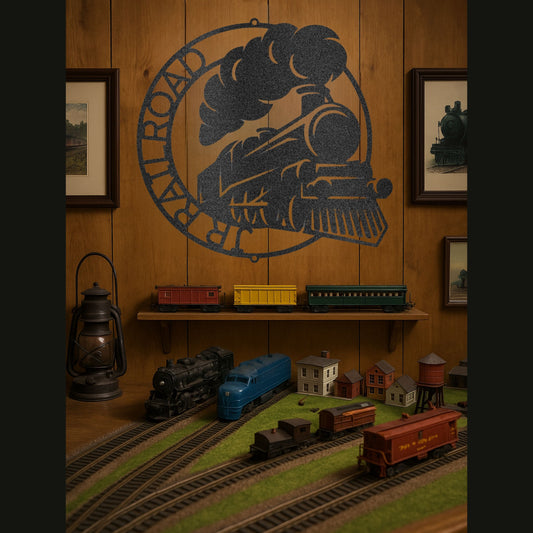 Classic Train Ring Monogram - Custom Metal Sign