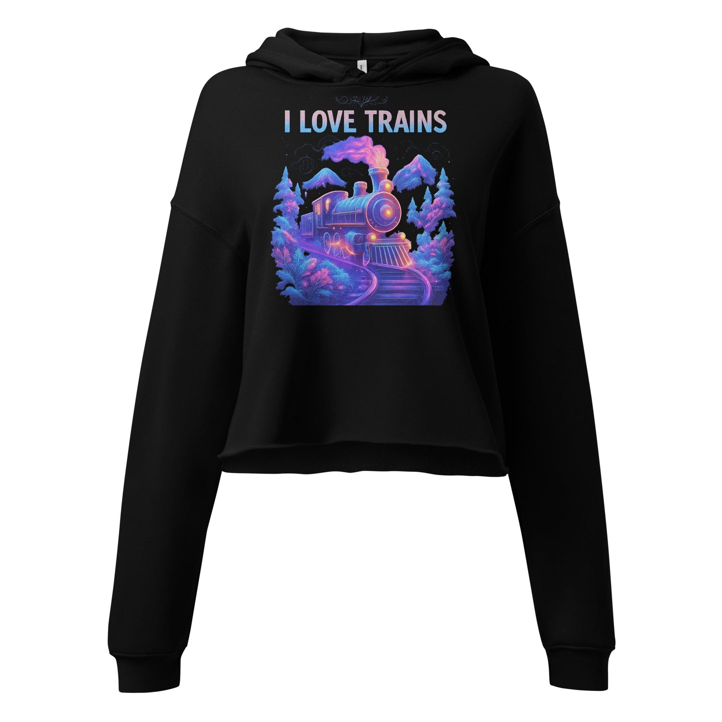 I Love Trains Women’s Cropped Hoodie | Bella + Canvas