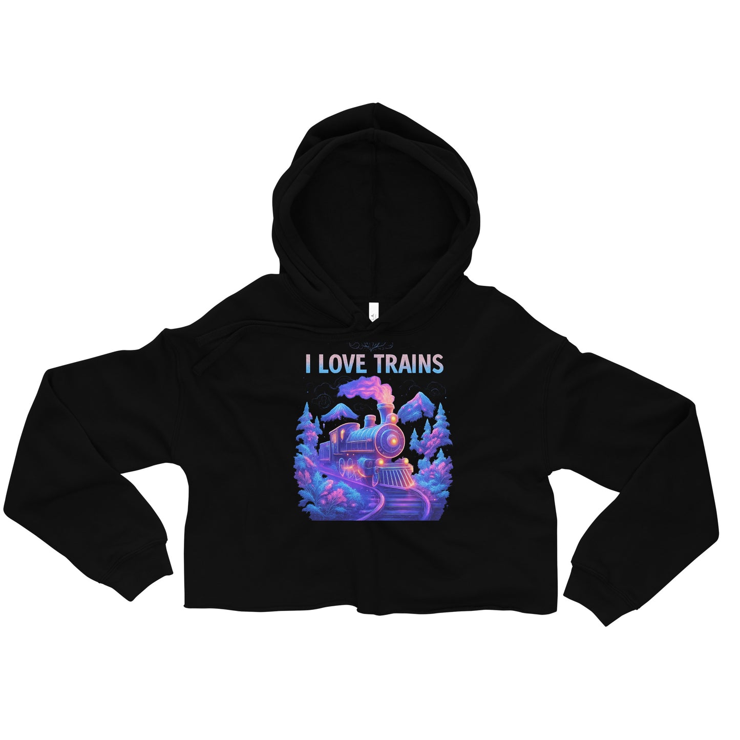 I Love Trains Women’s Cropped Hoodie | Bella + Canvas