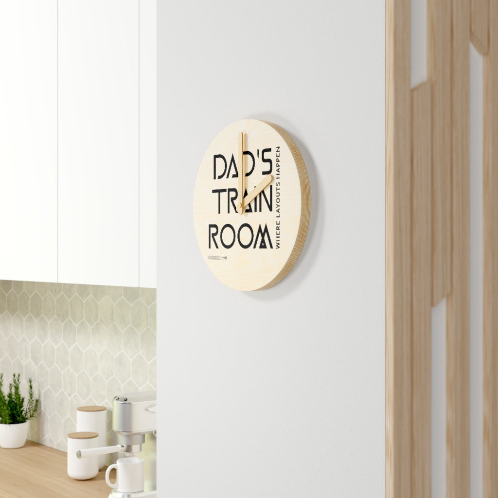 Dad's Train Room Wooden Wall Clock - Broken Knuckle Apparel