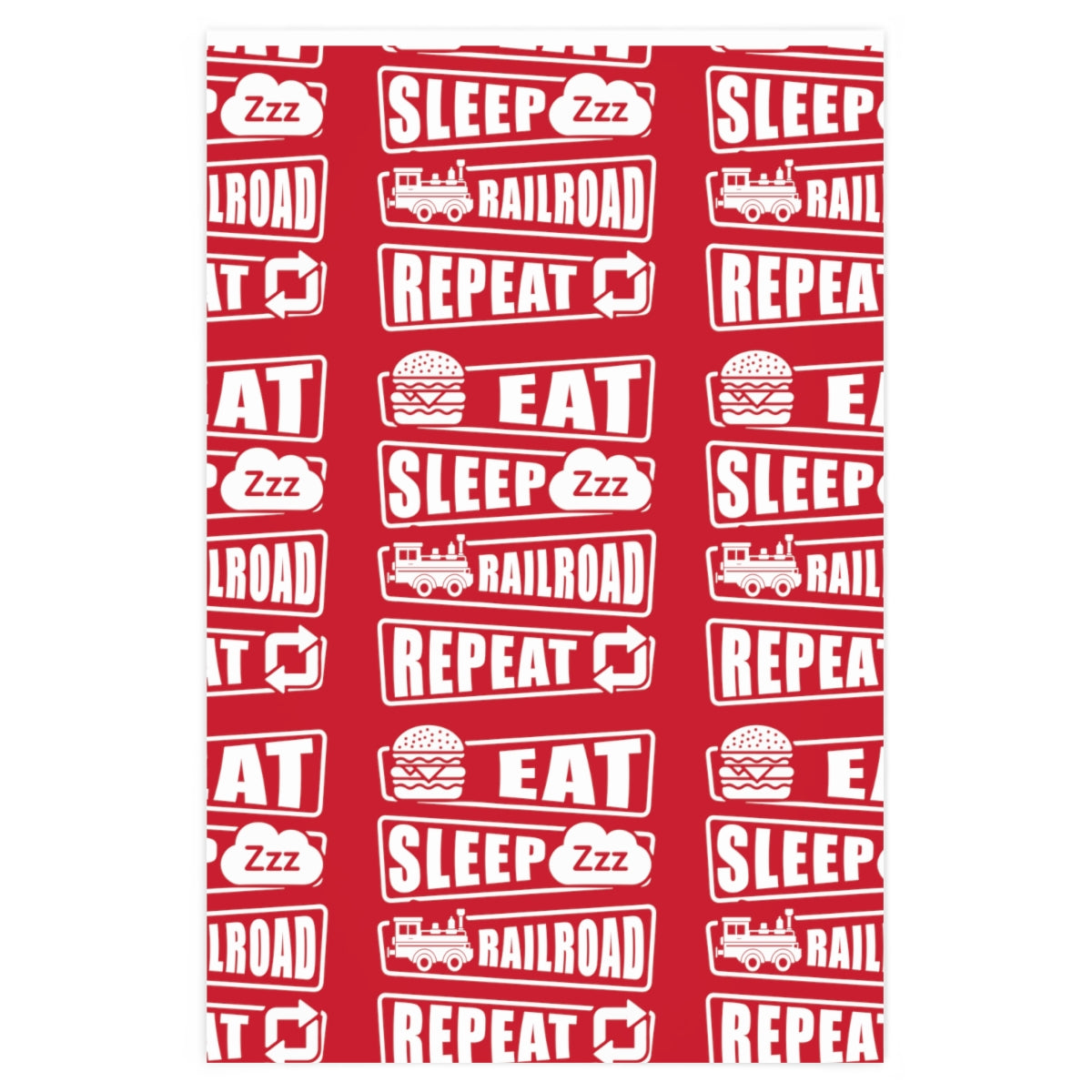 Eat Sleep Railroad Repeat Wrapping Paper - Broken Knuckle Apparel
