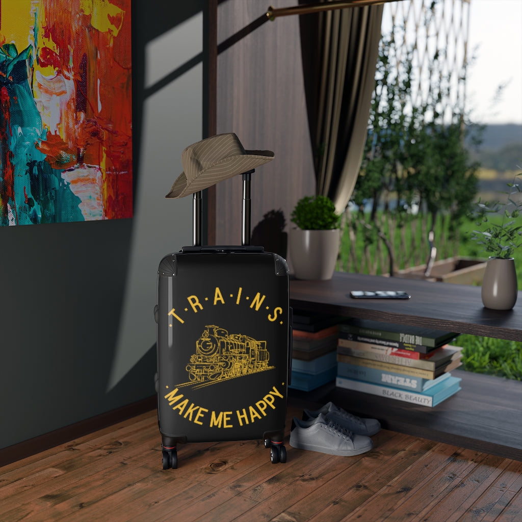 Trains Make Me Happy Cabin Suitcase - Broken Knuckle Apparel