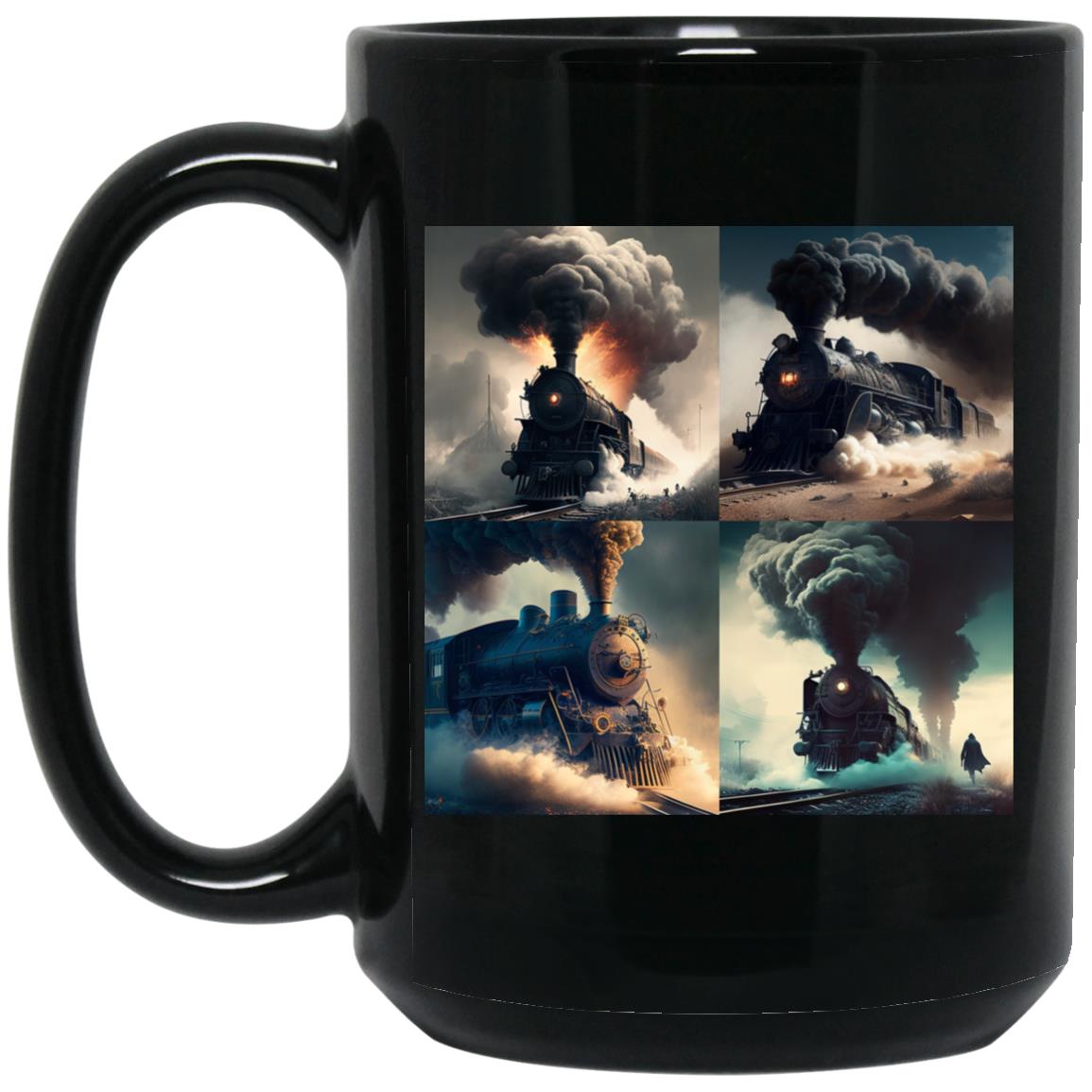 Powerful Steam locomotive 15 oz. Black Mug