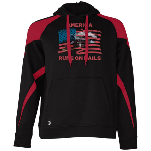 America Runs on Rails Athletic Colorblock Fleece Hoodie - Broken Knuckle Apparel