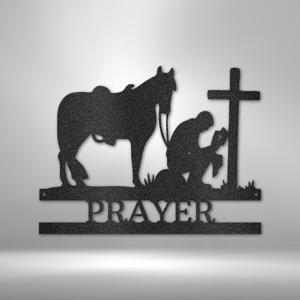 Kneeling Cowboy Monogram - Steel Sign - Broken Knuckle Apparel