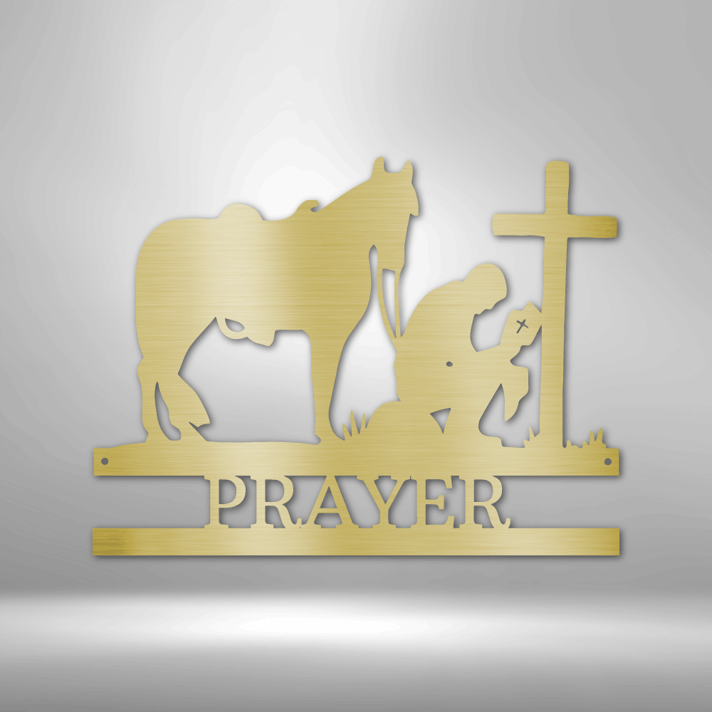 Kneeling Cowboy Monogram - Steel Sign - Broken Knuckle Apparel