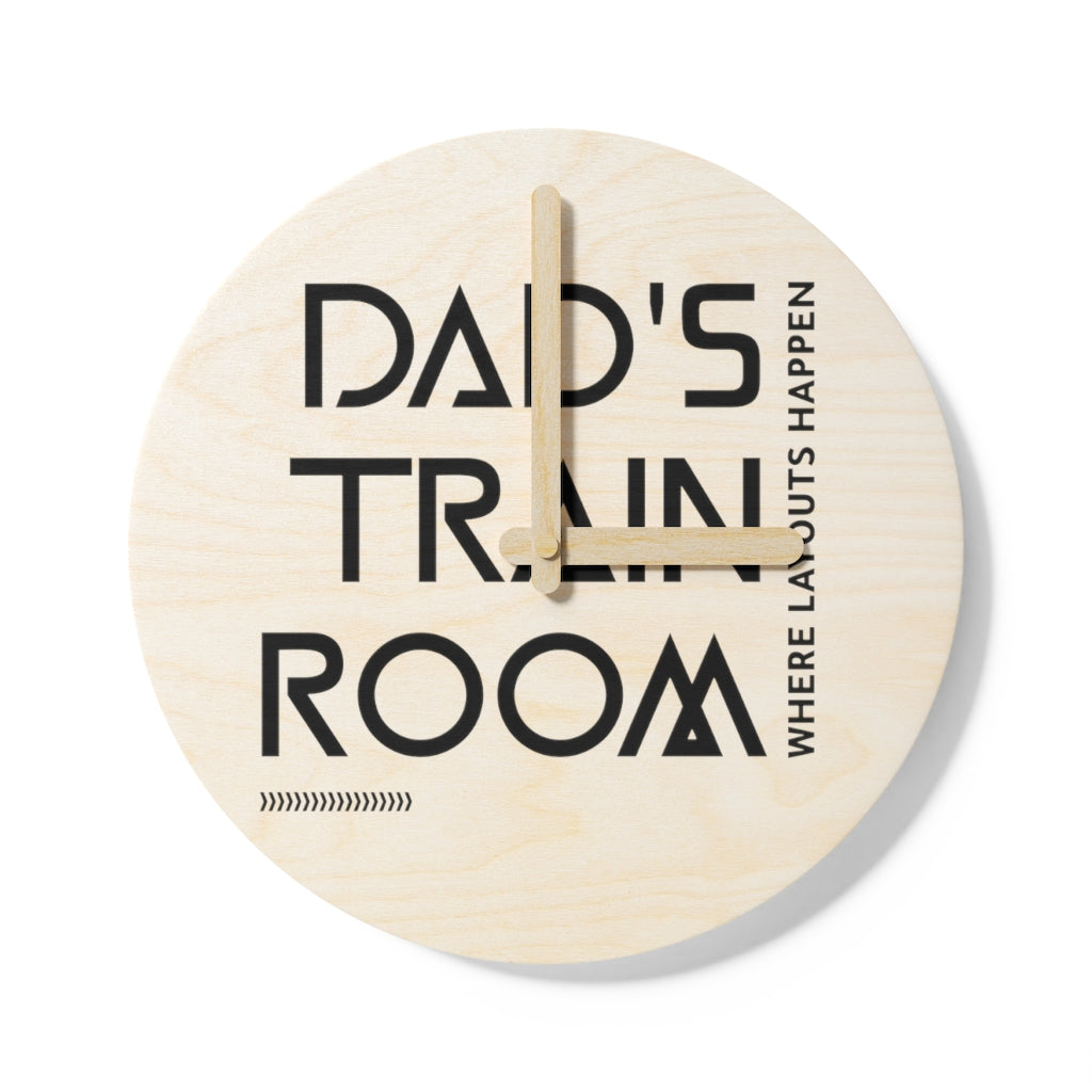 Dad's Train Room Wooden Wall Clock - Broken Knuckle Apparel