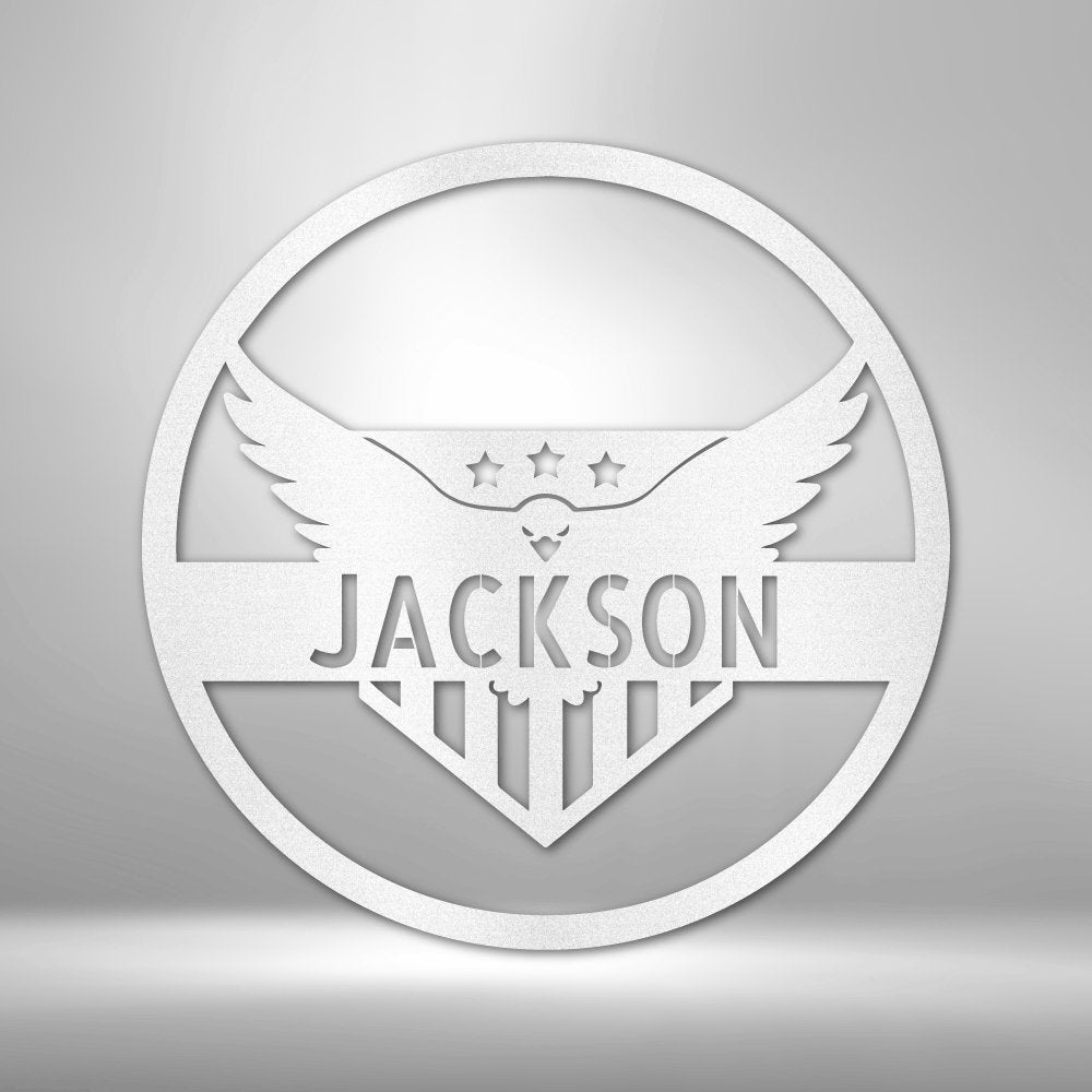 Attacking Eagle Monogram - Personalized Steel Sign - Broken Knuckle Apparel