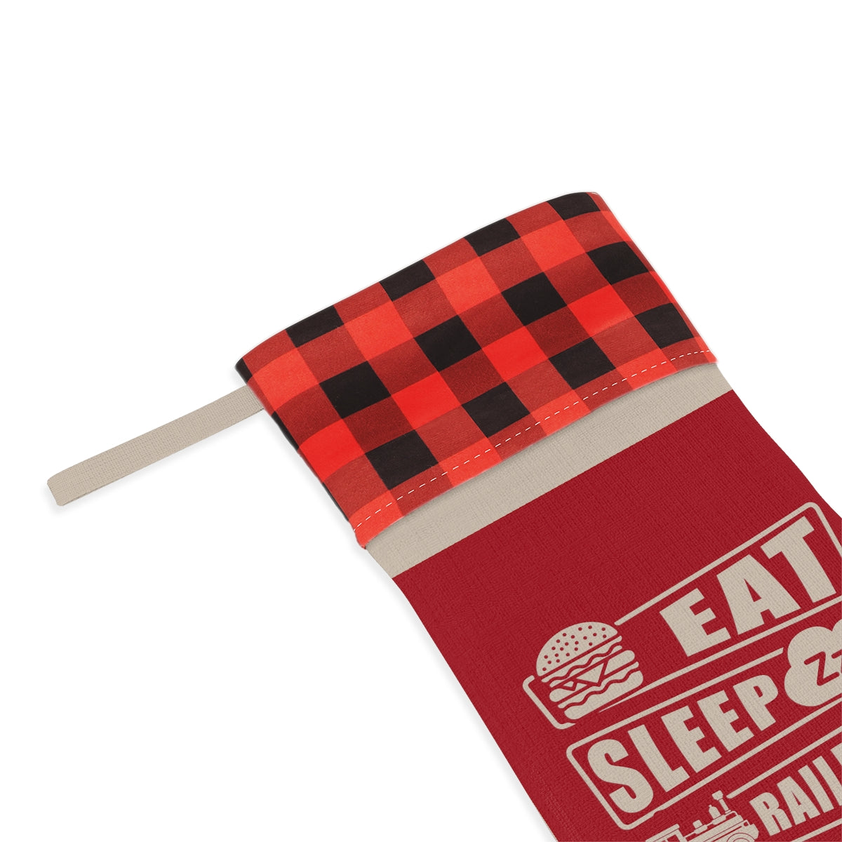 Eat Sleep Railroad Repeat Christmas Stocking - Broken Knuckle Apparel