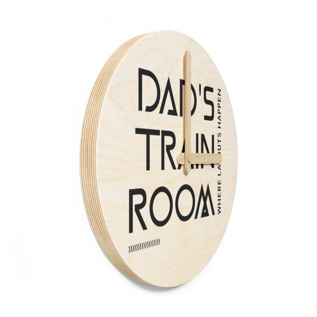 Dad's Train Room Wooden Wall Clock - Broken Knuckle Apparel