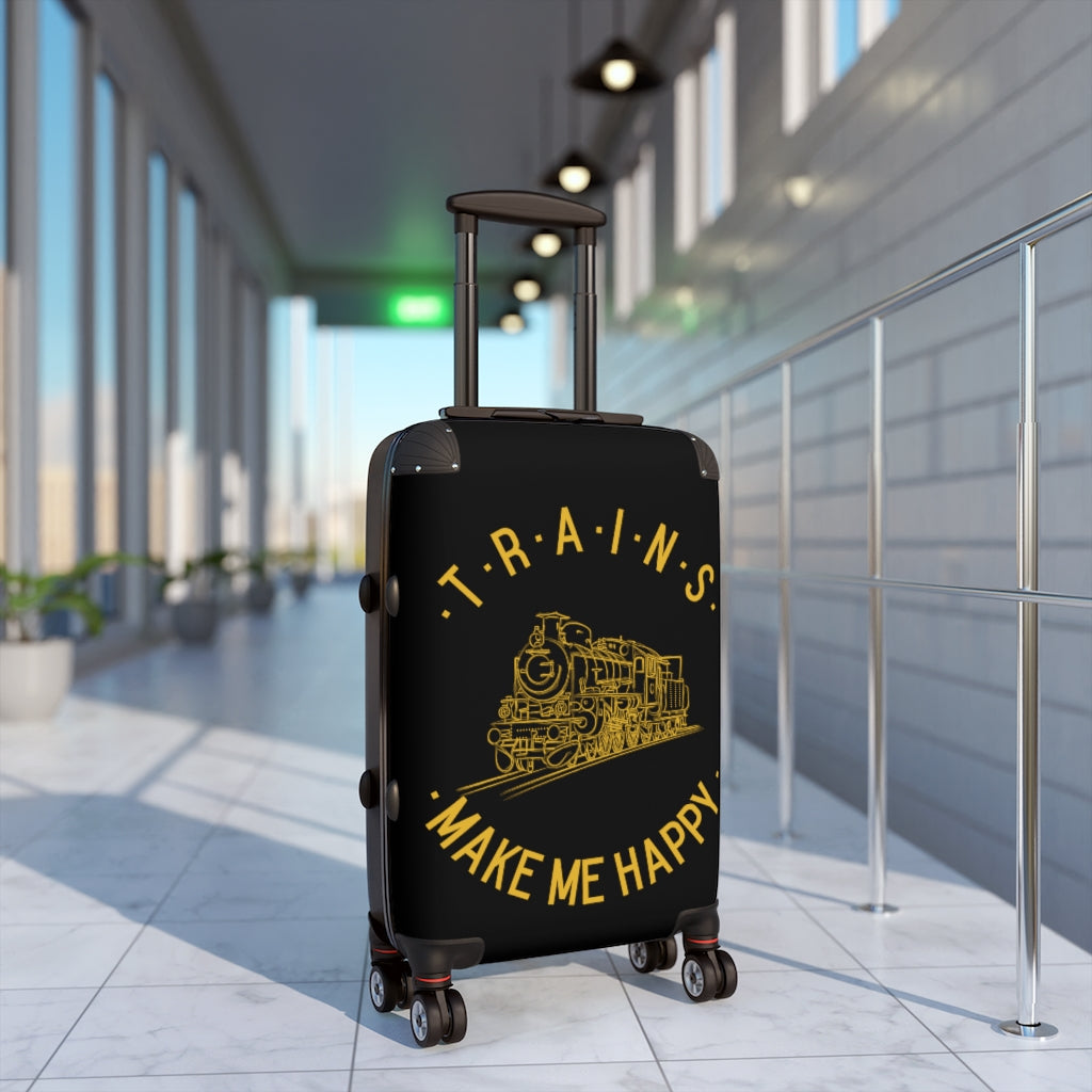 Trains Make Me Happy Cabin Suitcase - Broken Knuckle Apparel