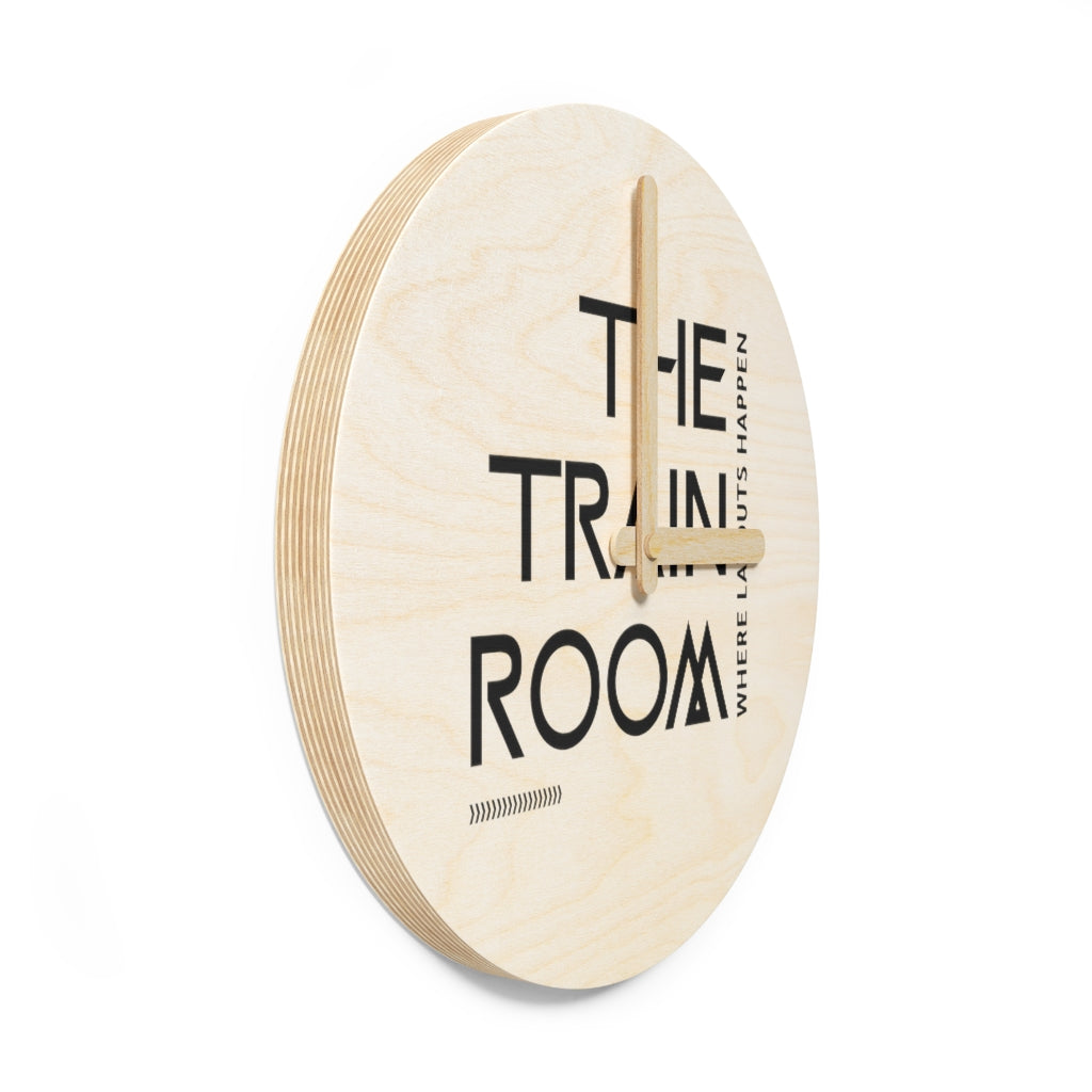 The Train Room Where Layouts Happen Wooden Wall Clock - Broken Knuckle Apparel