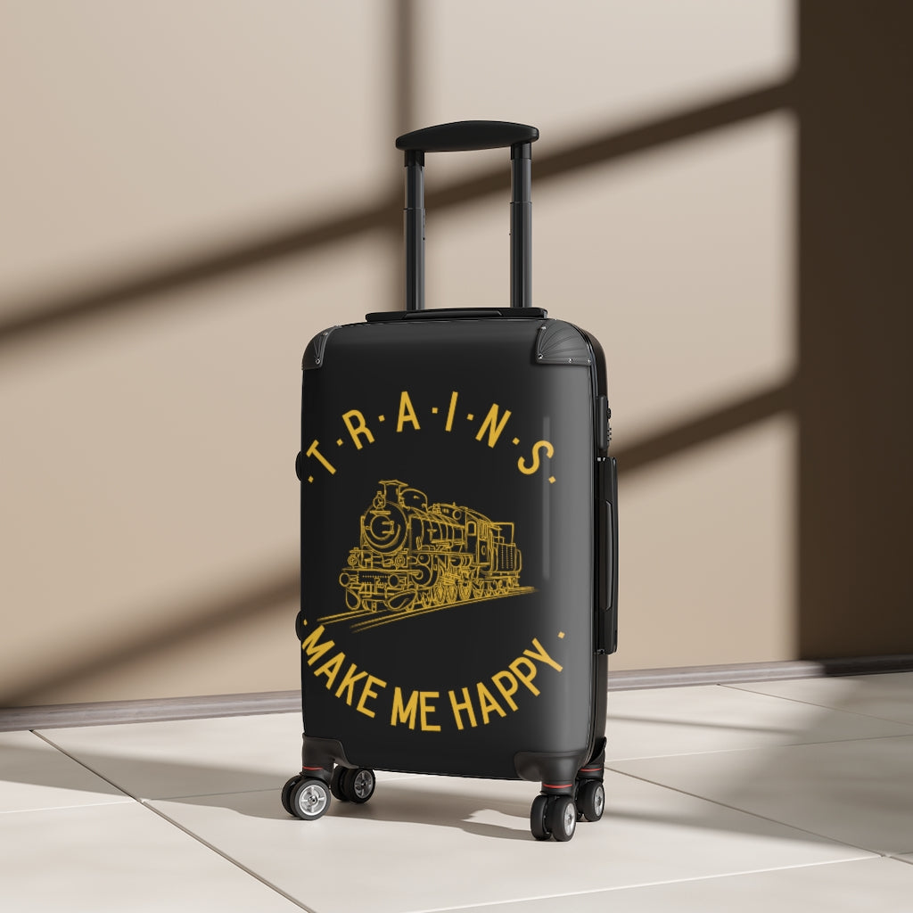 Trains Make Me Happy Cabin Suitcase - Broken Knuckle Apparel