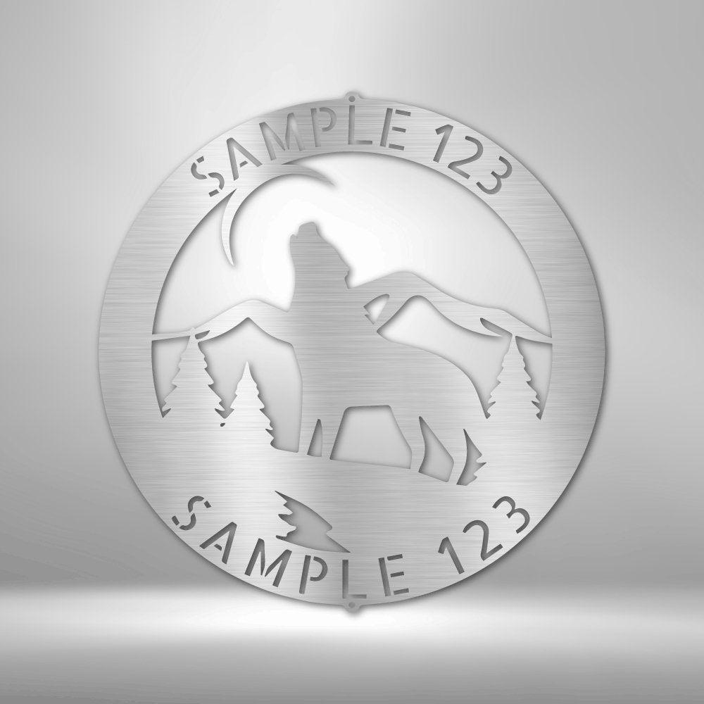 Howling Wolf Monogram - Personalized Steel Sign - Broken Knuckle Apparel