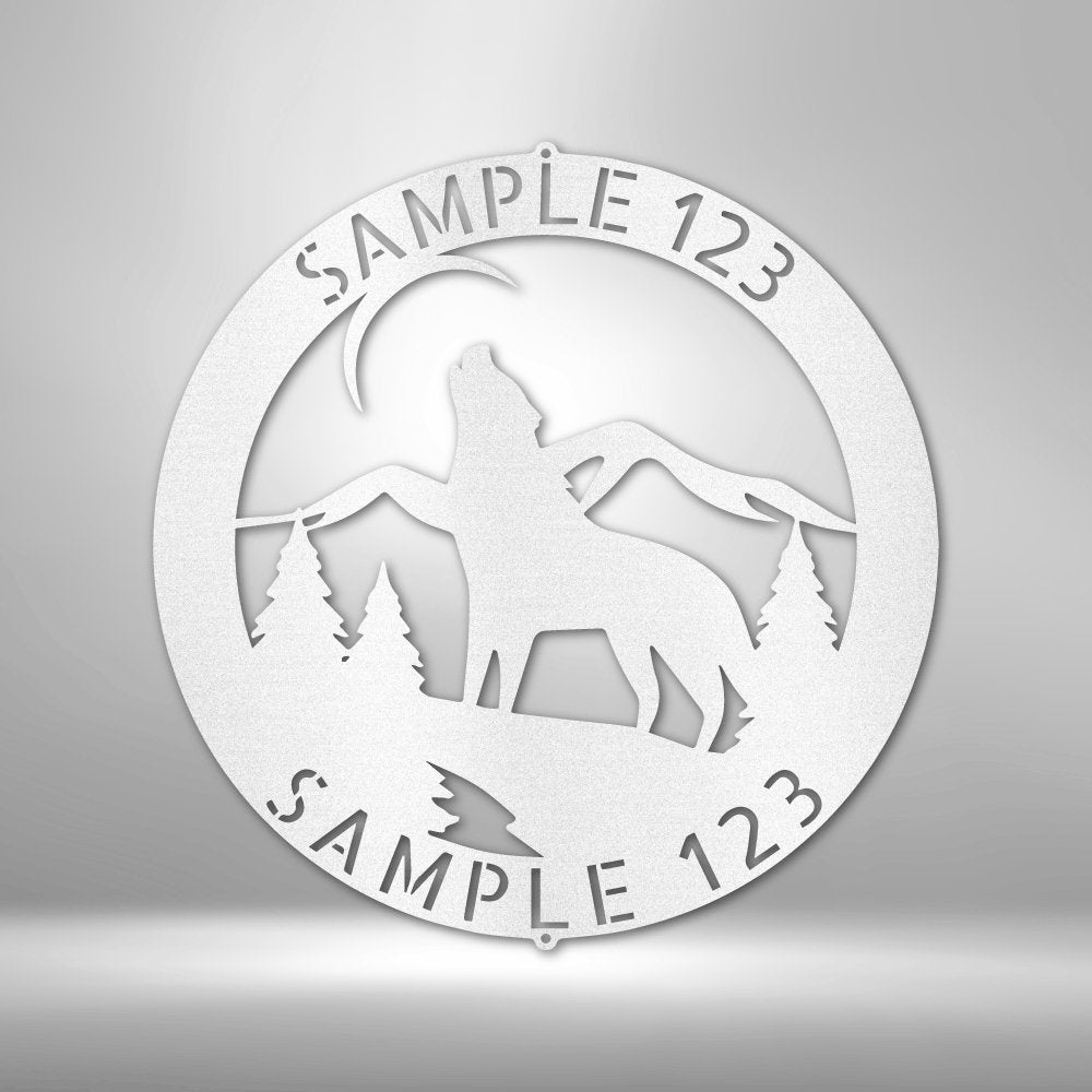 Howling Wolf Monogram - Personalized Steel Sign - Broken Knuckle Apparel