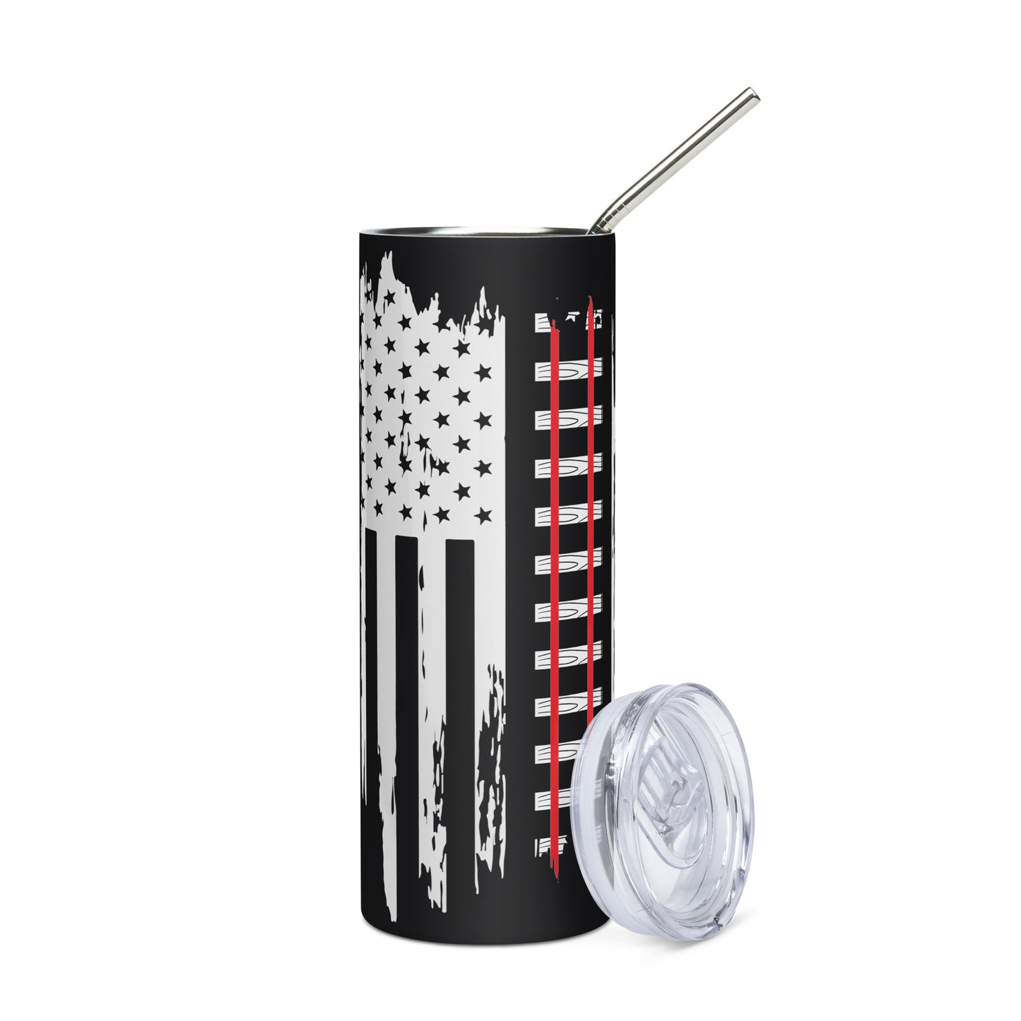 American Flag Train Tracks Stainless steel tumbler - Broken Knuckle Apparel
