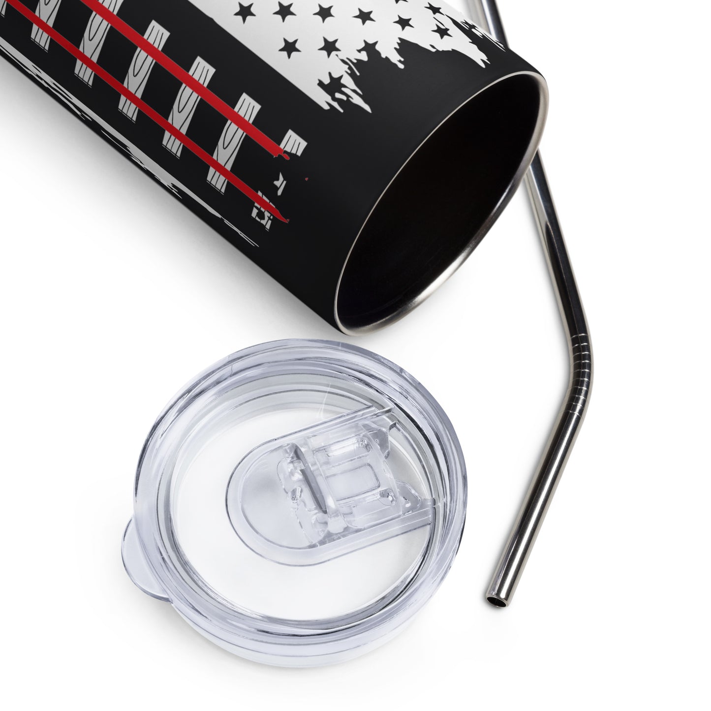 American Flag Train Tracks Stainless steel tumbler - Broken Knuckle Apparel