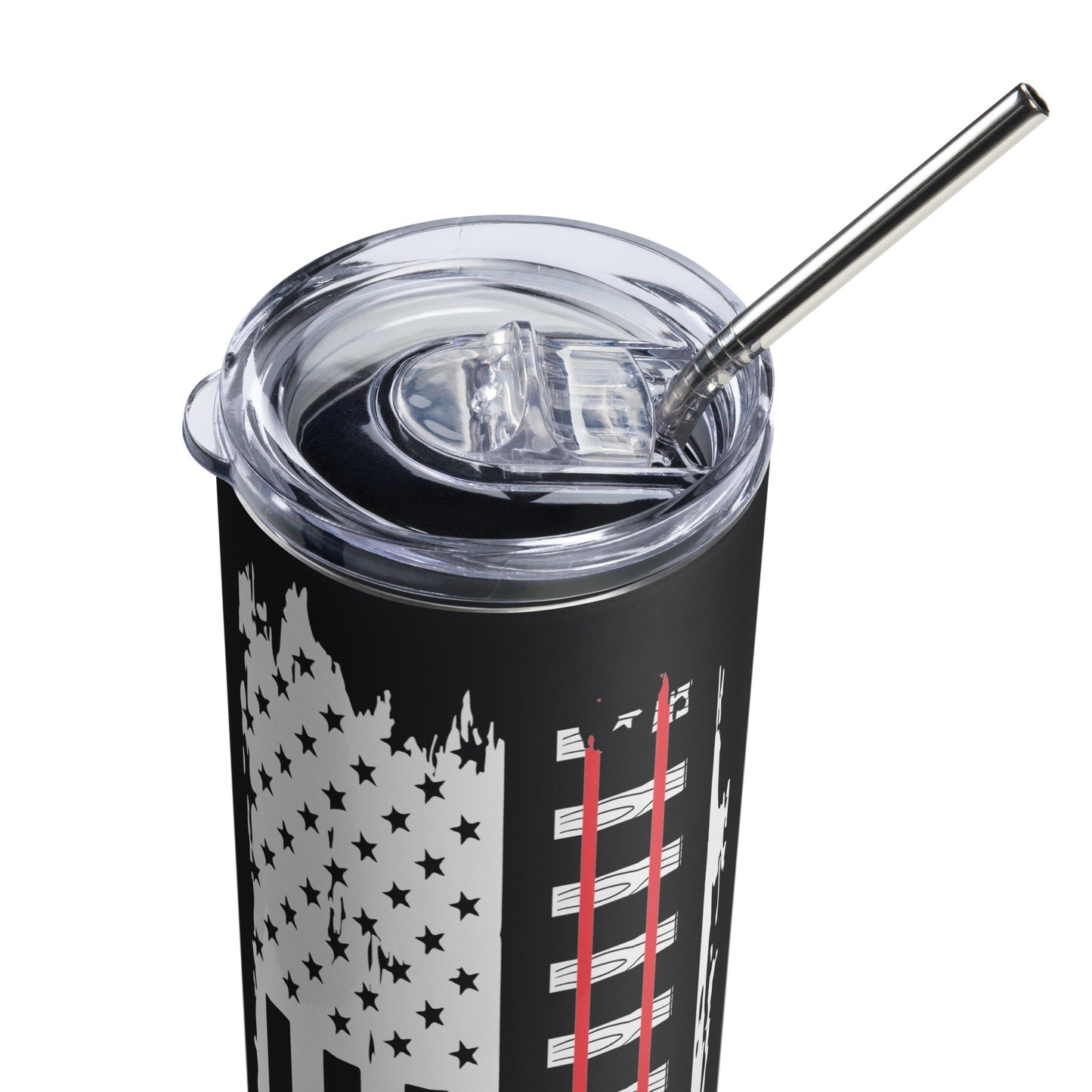 American Flag Train Tracks Stainless steel tumbler - Broken Knuckle Apparel