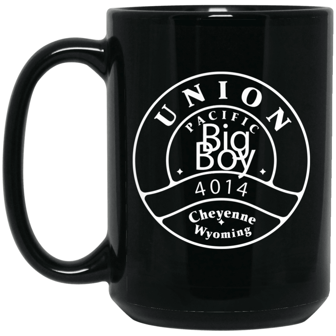 Union Pacific Big Boy 4014 Cheyenne, Wyoming15 oz. Black Mug - Broken Knuckle Apparel