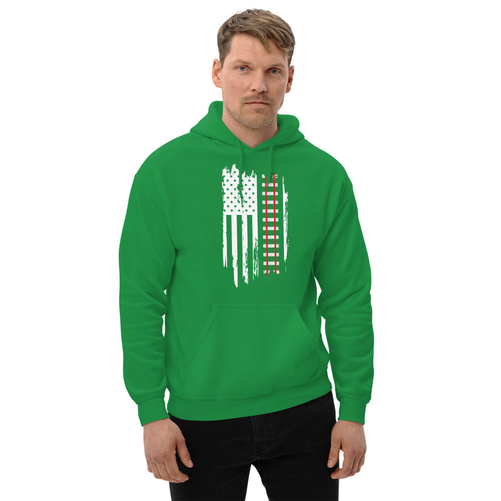 Railroad Tracks USA Flag Pullover Unisex Hoodie - Broken Knuckle Apparel