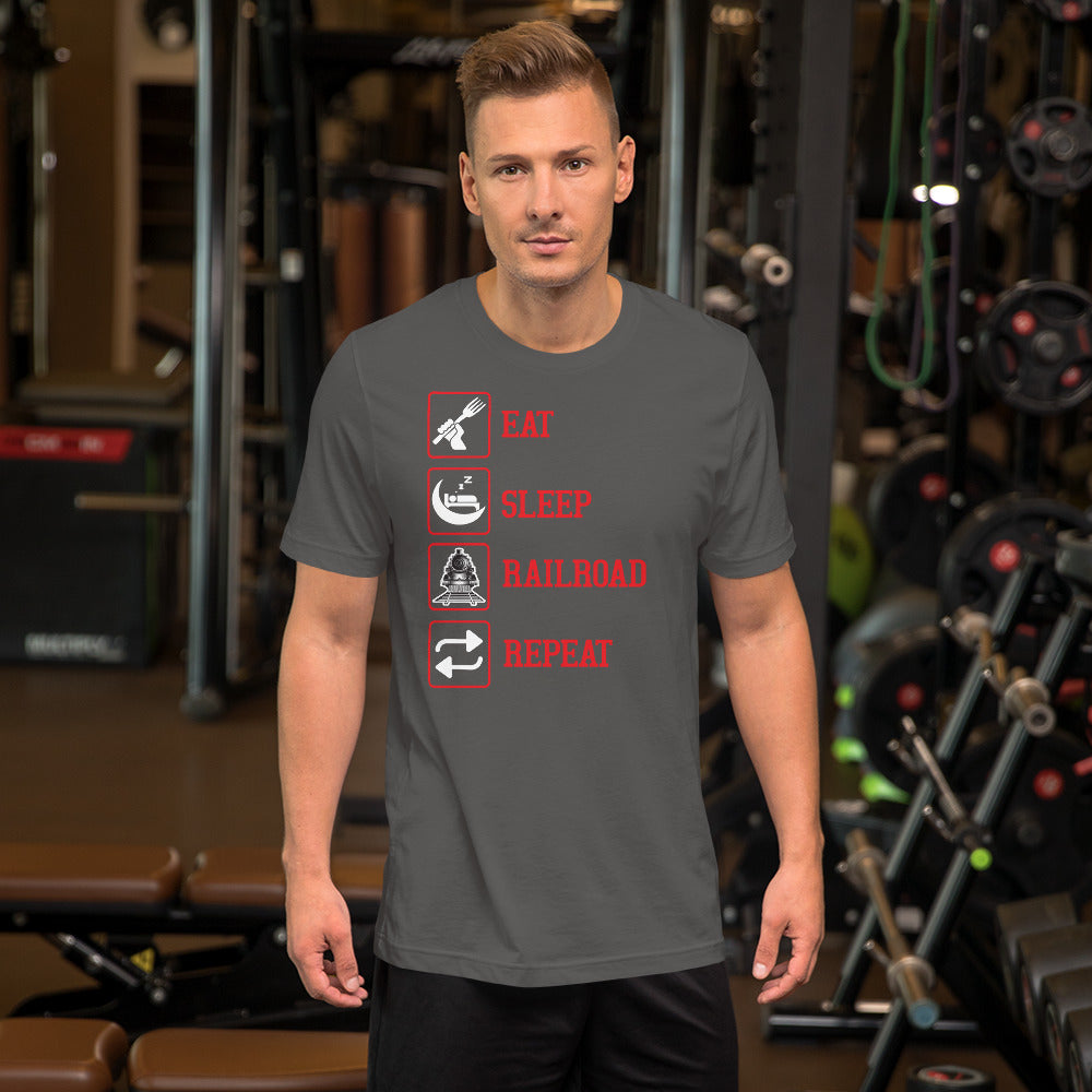 Eat, Sleep, Railroad, Repeat Men's Short-sleeve t-shirt - Broken Knuckle Apparel