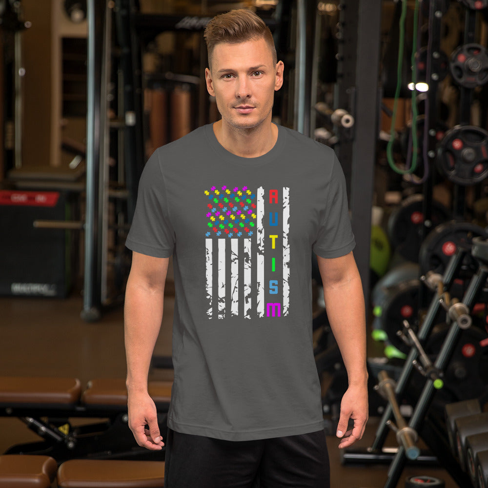 Autism Awareness Flag American Flag Men's Short-sleeve t-shirt - Broken Knuckle Apparel
