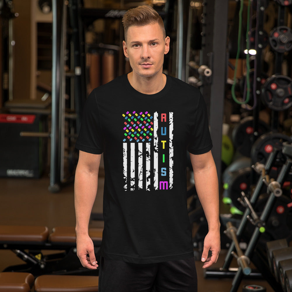 Autism Awareness Flag American Flag Men's Short-sleeve t-shirt - Broken Knuckle Apparel