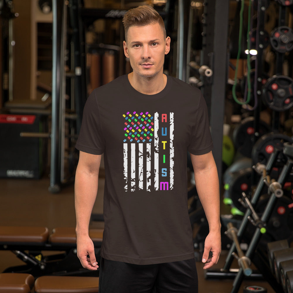 Autism Awareness Flag American Flag Men's Short-sleeve t-shirt - Broken Knuckle Apparel