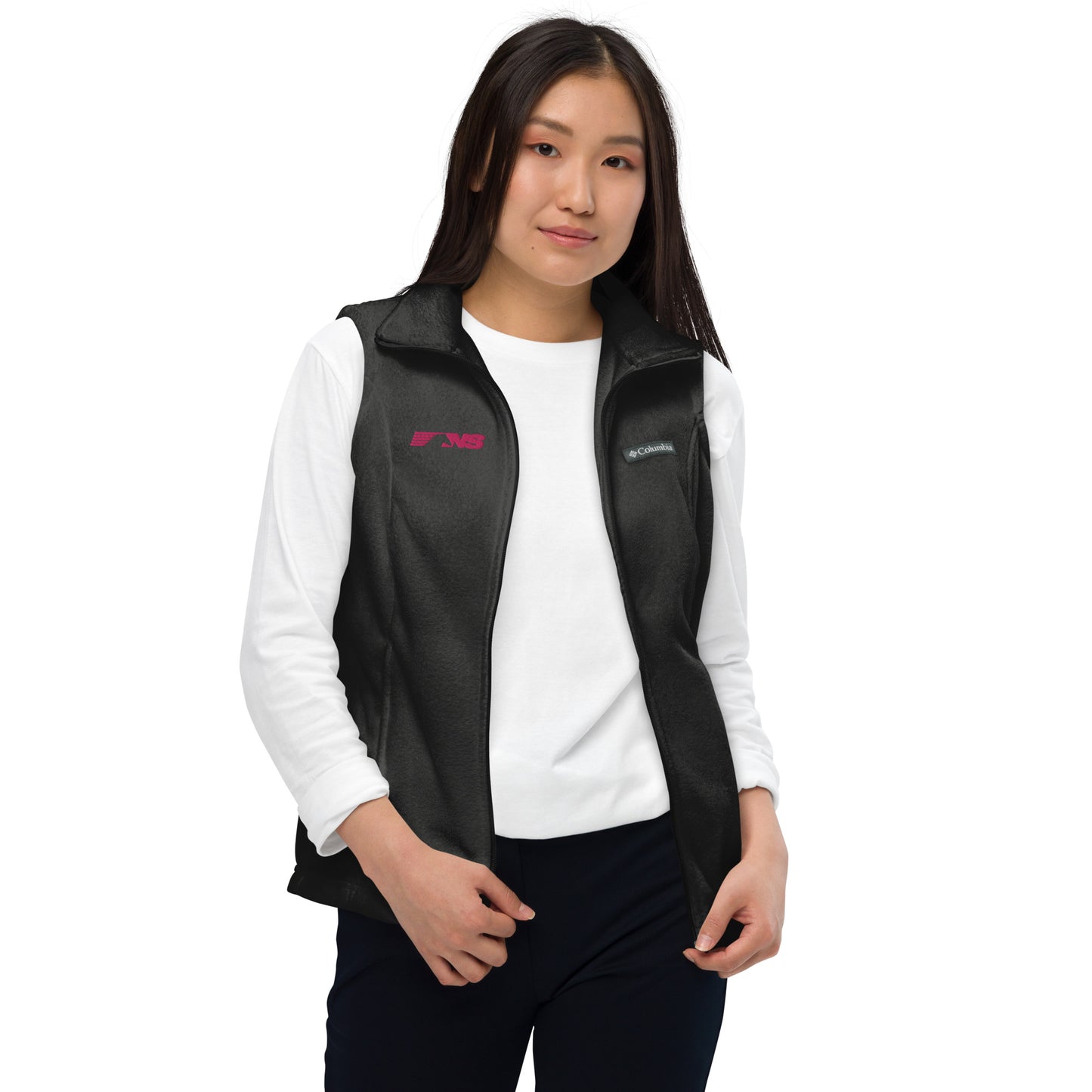 Norfolk Southern Pink Logo Women’s Columbia fleece vest - Broken Knuckle Apparel