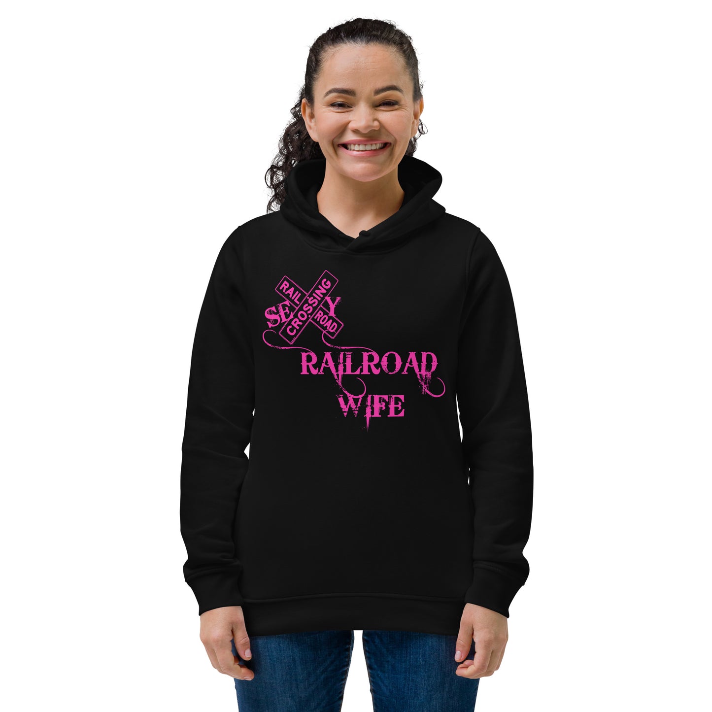 Sexy Railroad Wife Women's eco fitted hoodie - Broken Knuckle Apparel