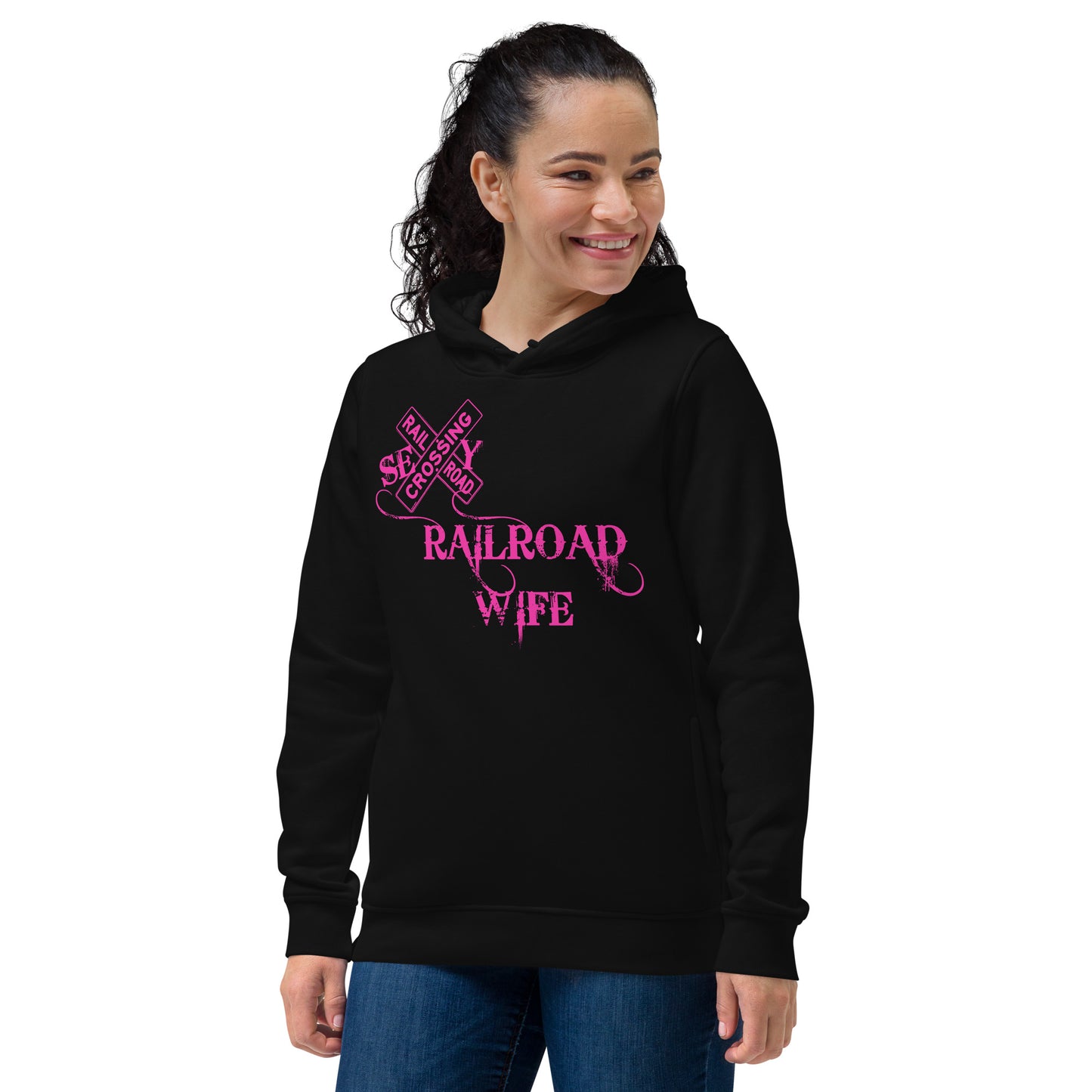 Sexy Railroad Wife Women's eco fitted hoodie - Broken Knuckle Apparel