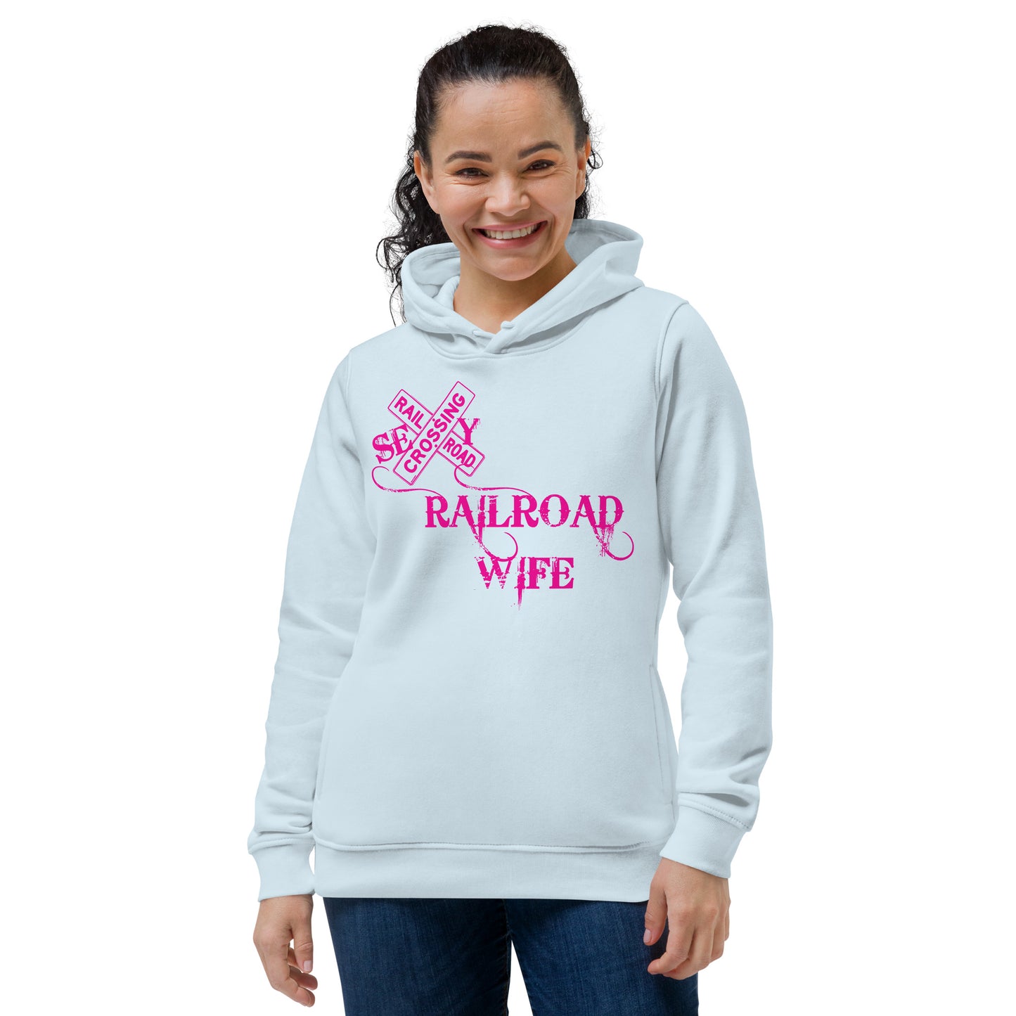 Sexy Railroad Wife Women's eco fitted hoodie - Broken Knuckle Apparel