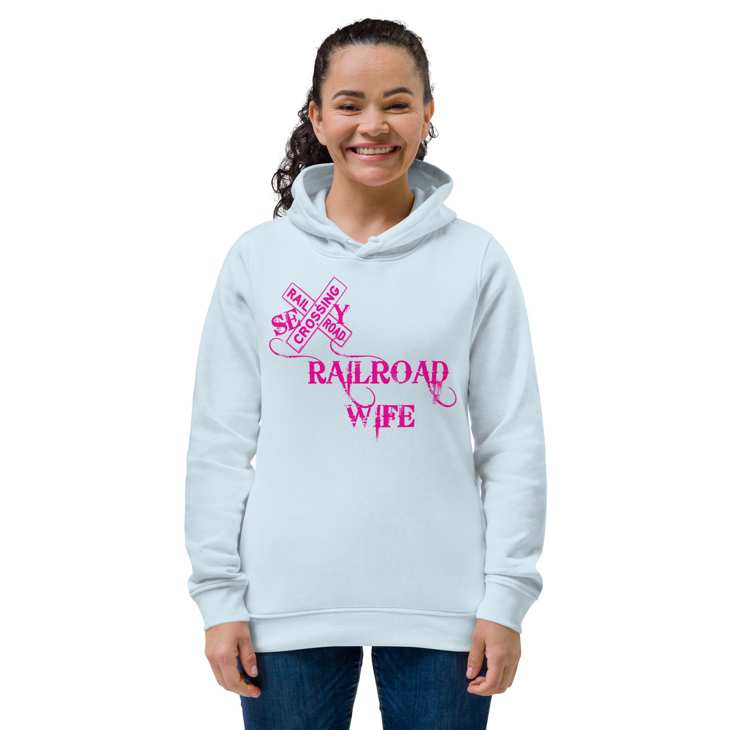 Sexy Railroad Wife Women's eco fitted hoodie - Broken Knuckle Apparel