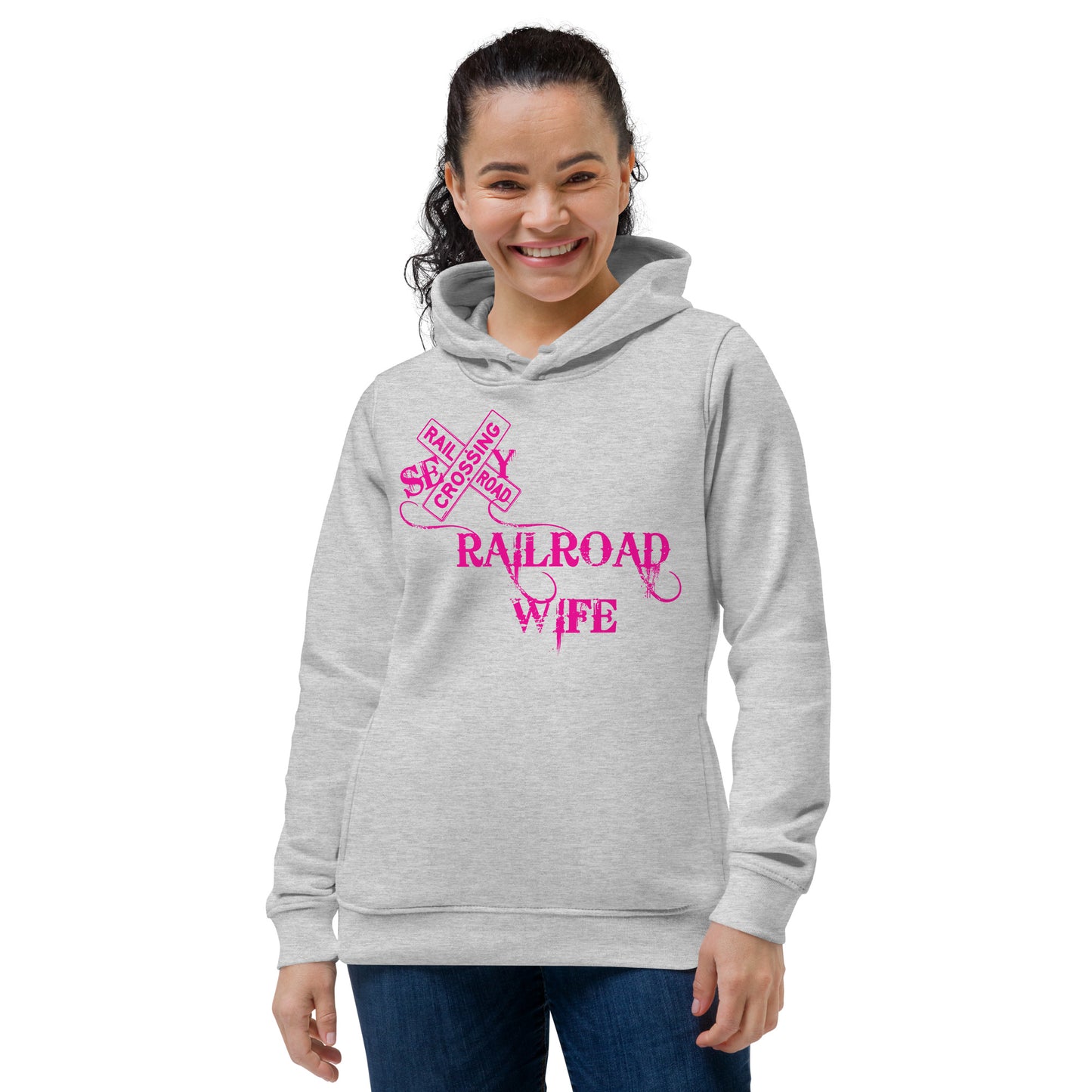 Sexy Railroad Wife Women's eco fitted hoodie - Broken Knuckle Apparel