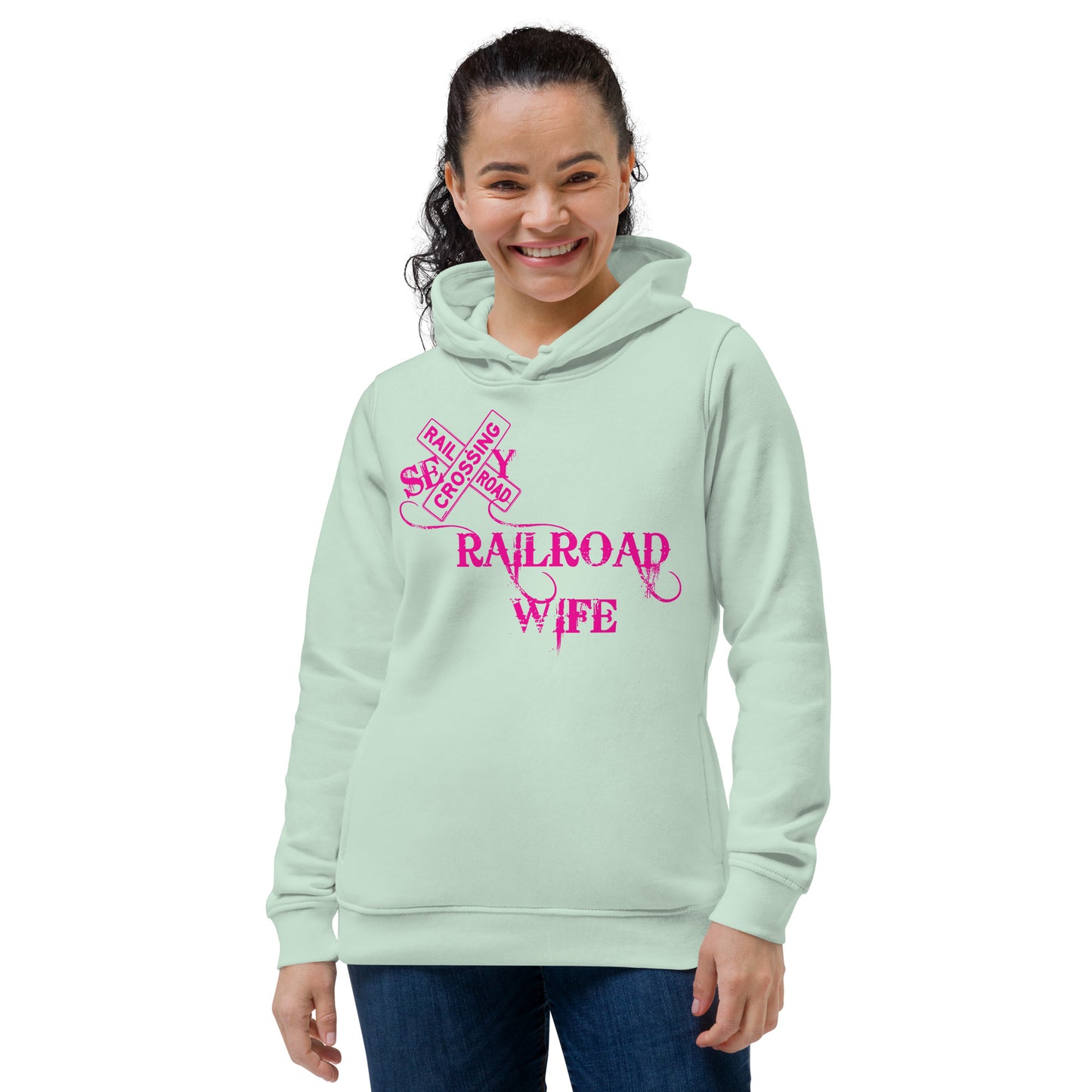 Sexy Railroad Wife Women's eco fitted hoodie - Broken Knuckle Apparel