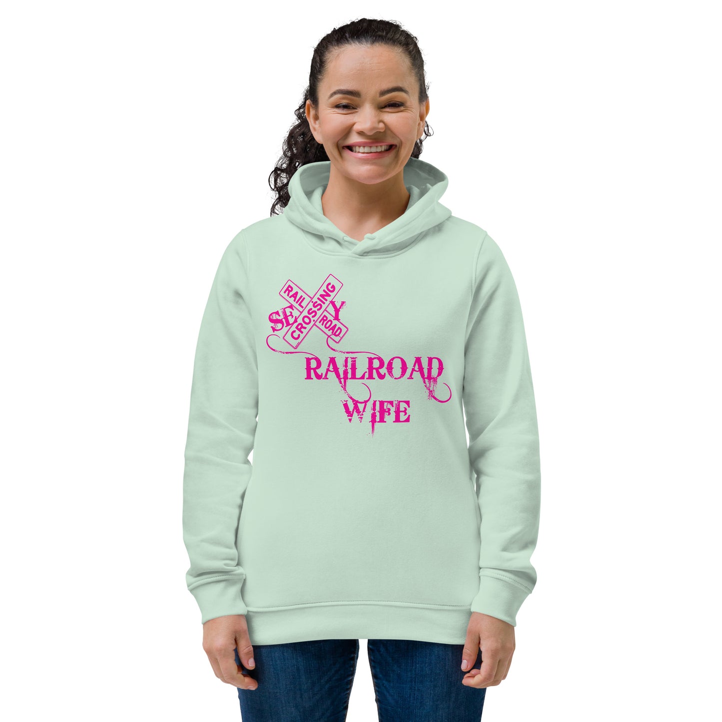 Sexy Railroad Wife Women's eco fitted hoodie - Broken Knuckle Apparel