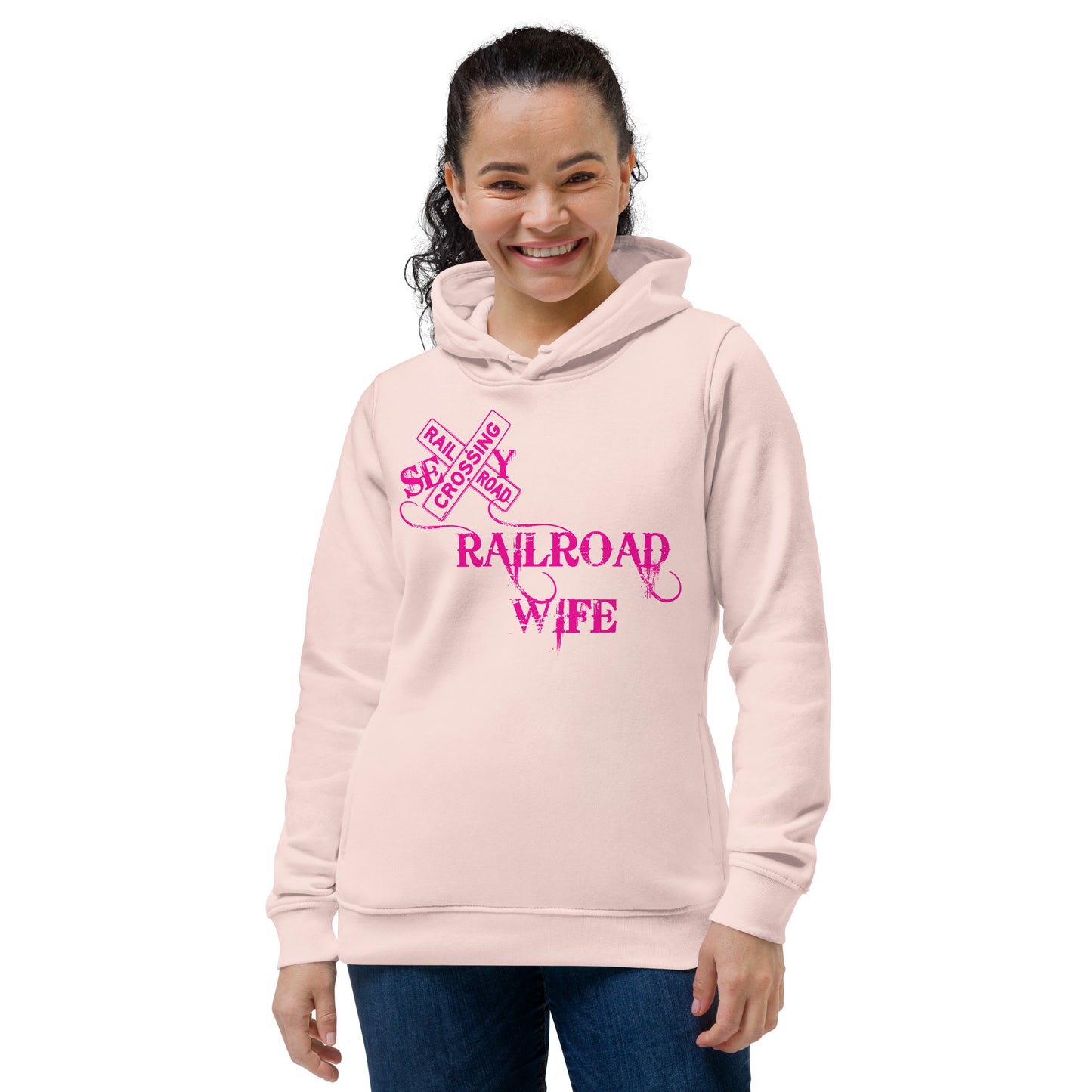 Sexy Railroad Wife Women's eco fitted hoodie - Broken Knuckle Apparel