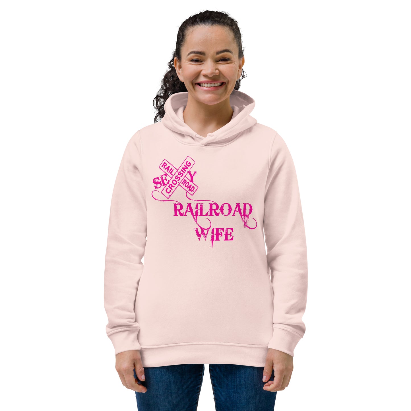 Sexy Railroad Wife Women's eco fitted hoodie - Broken Knuckle Apparel