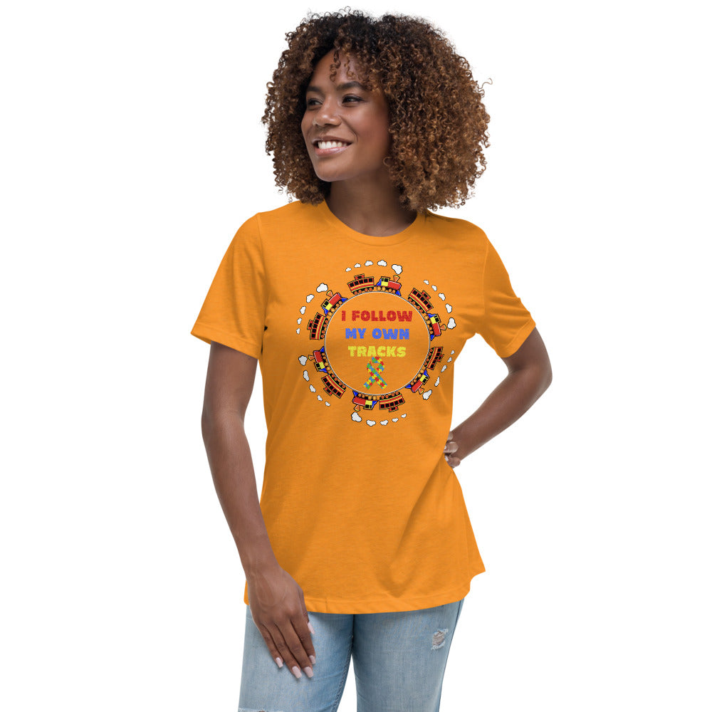 I Follow My Own Tracks Autism Awareness Women's Relaxed T-Shirt - Broken Knuckle Apparel