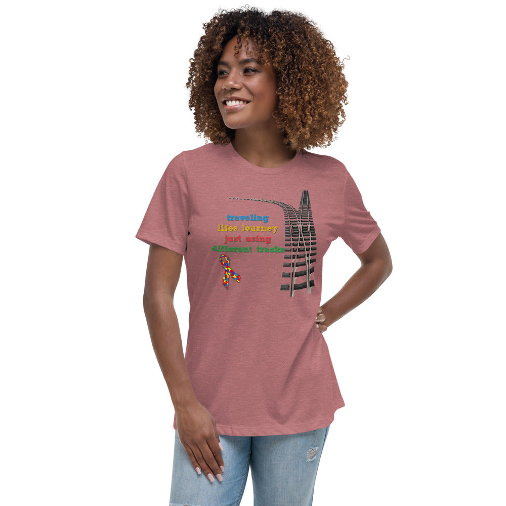 Traveling Life's Journey Autism Awareness Women's Relaxed T-Shirt - Broken Knuckle Apparel