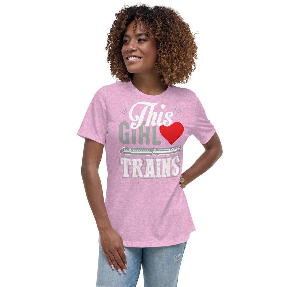 This Girl Loves Trains Women's Relaxed T-Shirt - Broken Knuckle Apparel