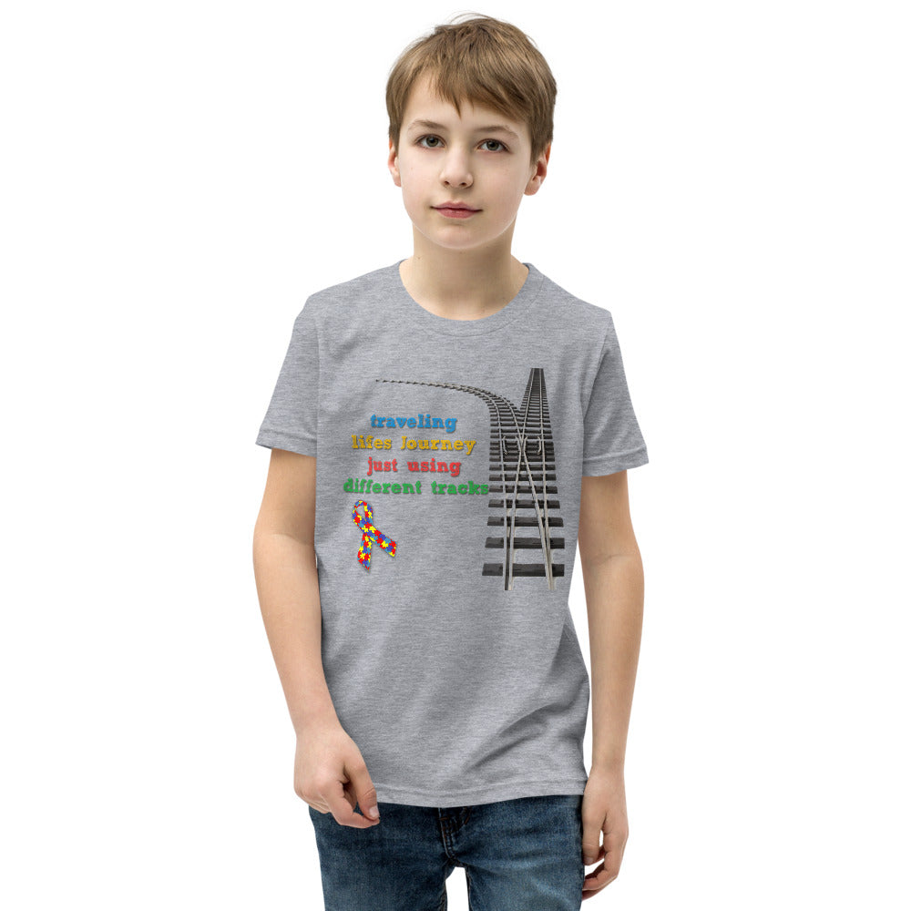 Traveling Life's Journey Autism Awareness Youth Short Sleeve T-Shirt - Broken Knuckle Apparel