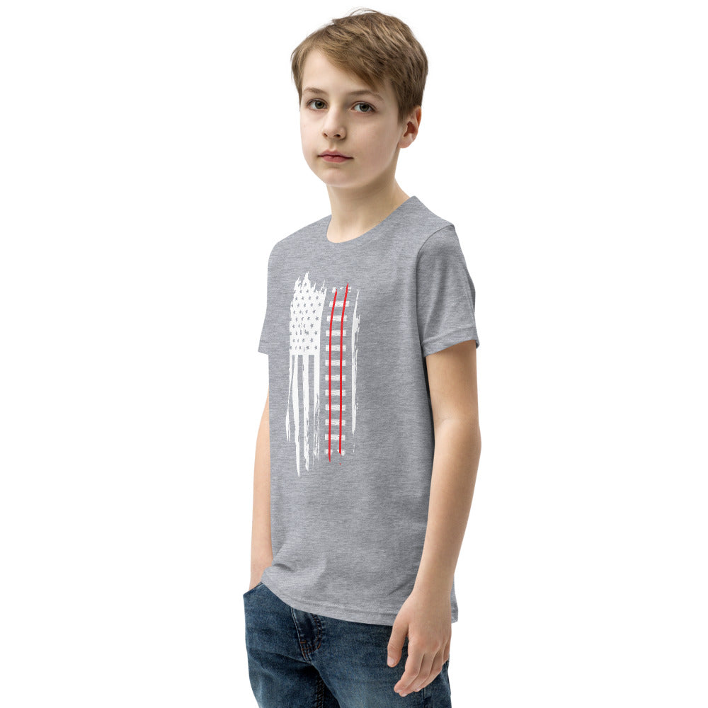 Railroad Tracks American Flag Youth Short Sleeve T-Shirt - Broken Knuckle Apparel