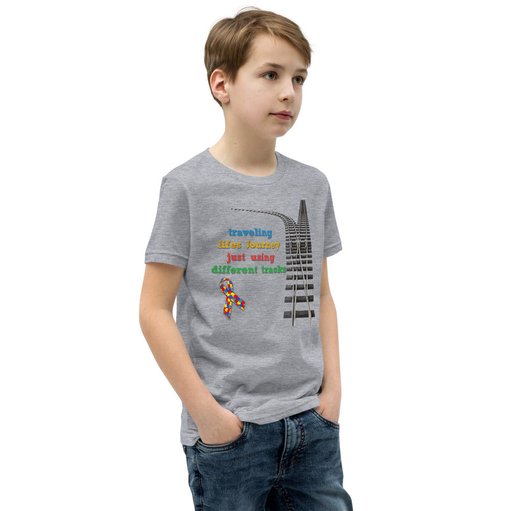 Traveling Life's Journey Autism Awareness Youth Short Sleeve T-Shirt - Broken Knuckle Apparel