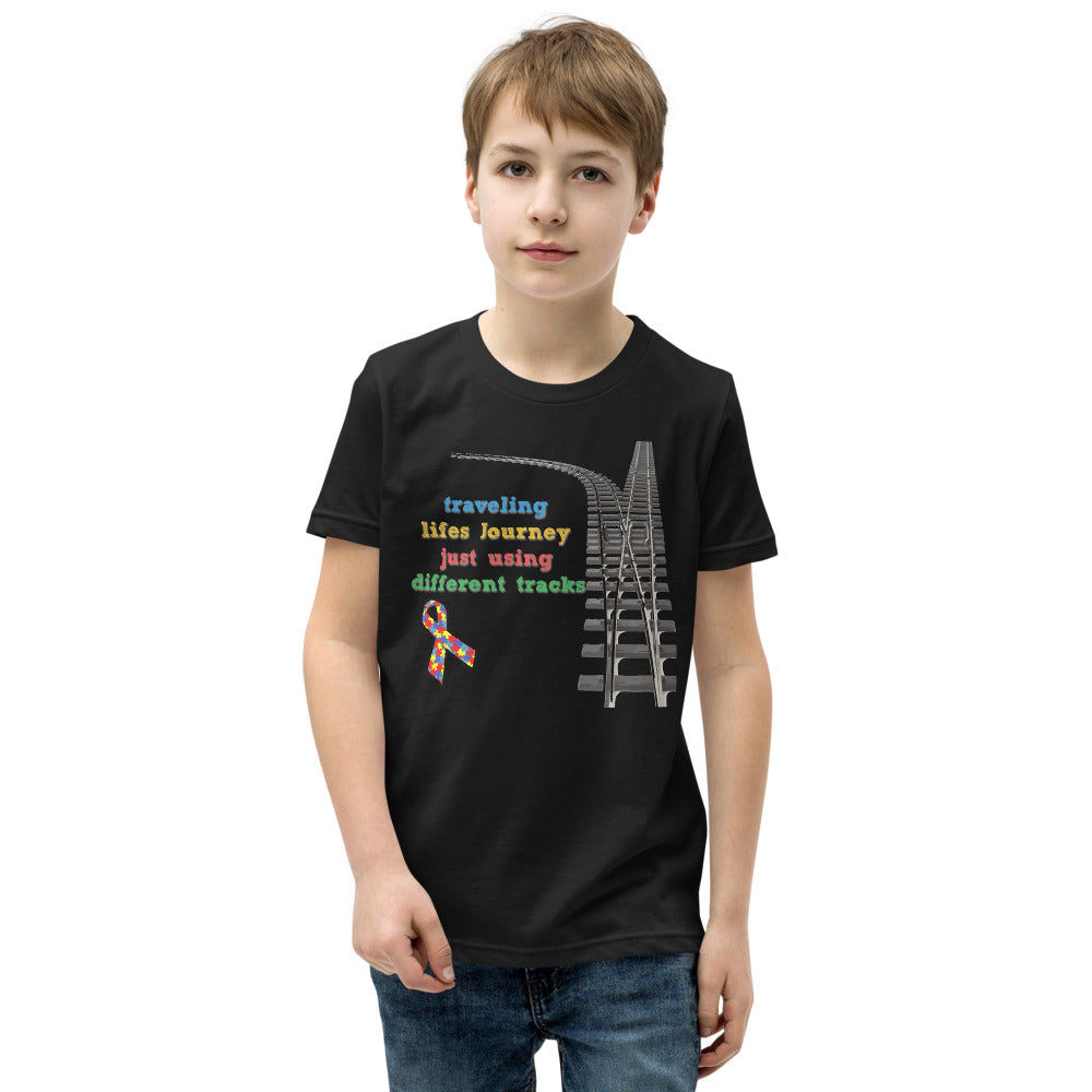 Traveling Life's Journey Autism Awareness Youth Short Sleeve T-Shirt - Broken Knuckle Apparel
